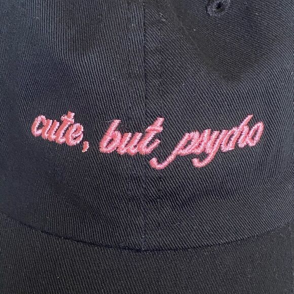 David and Young Cute, But Psycho Embroidered Black Hat Baseball Cap Adjustable - Picture 7 of 13